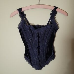 Victoria's Secret Vintage Black Velvet Lace Corset Bustier 38